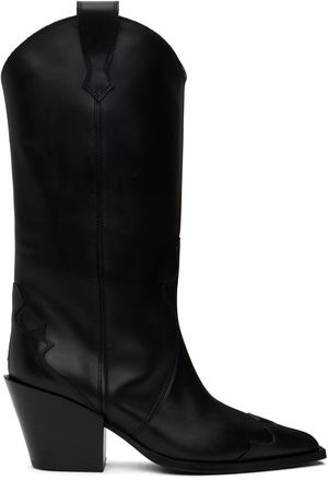 Aeyde Bottes de cowboy Ariel noires en cuir