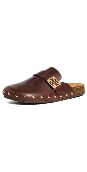Tory Burch Mellow Stud Mules Deep Mocha/Gold 5.5
