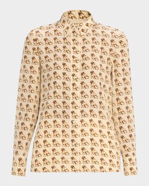 Charles Pug Crepe De Chine Blouse