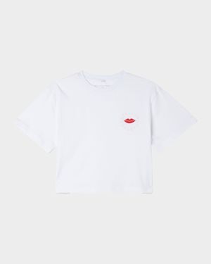 Girl's Lip Logo Disc Print Short-Sleeve T-Shirt, Size 4-8