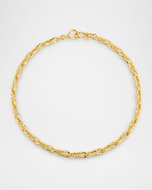 Brut Gold Twisted Link Necklace, 16"L