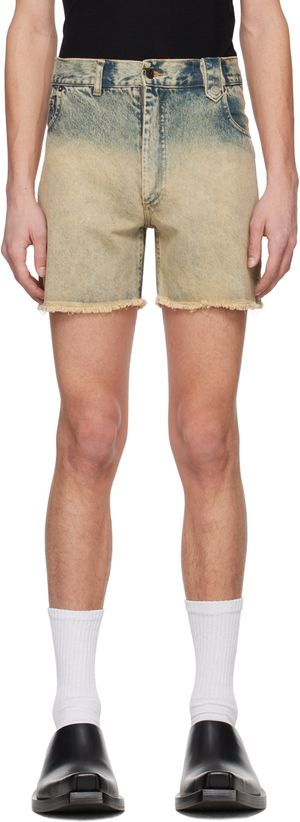 EGONlab Blue Stonewashed Denim Shorts