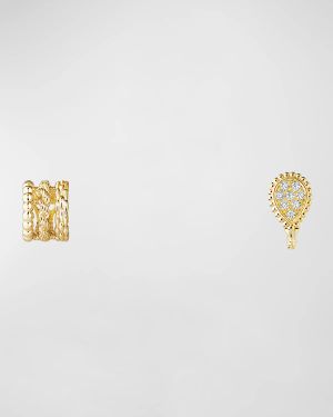 Serpent Boheme 18K Yellow Gold Small Asymmetric Diamond Earrings
