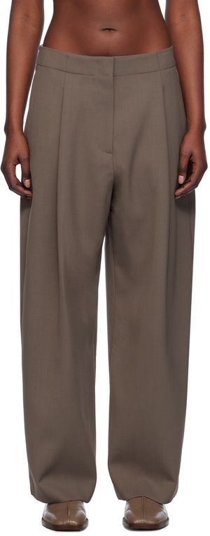 Studio Nicholson Pantalon brun à plis