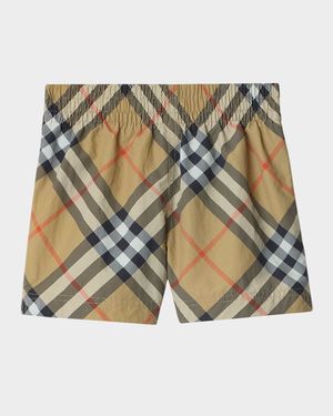 Boy's Atticus Long Check Swim Trunks, Size 6M-2