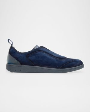 Men's Lume Suede Stretch-Lace Low-Top Sneakers