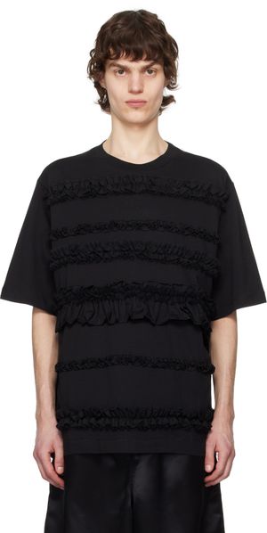 Simone Rocha T-shirt noir à garnitures à volants