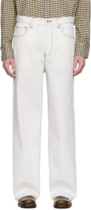 Karmuel Young White Cuboid Wide Jeans