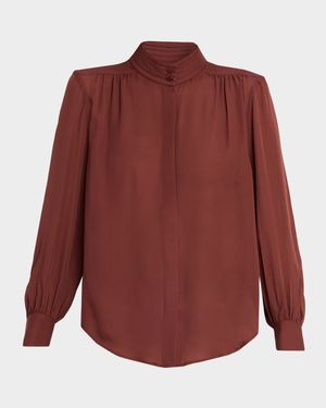 Revi Silk Button-Down Blouse