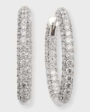 Medium Pave Diamond Hoop Earrings in 18K White Gold, 4.03tcw, 0.90"L