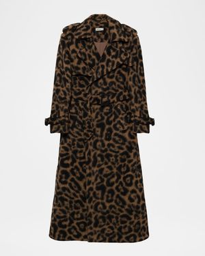 Rumi Belted Leopard Trench Coat