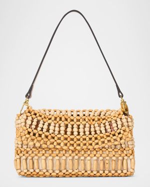 Timmy Convertible Beaded Wood Shoulder Bag