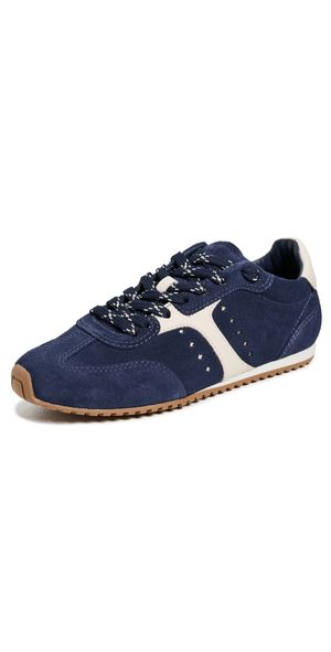 Larroudé Stella Sneakers Navy Suede/Ivory Leather 6.5