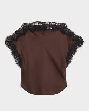 Luna Satin Lace-Trim Top