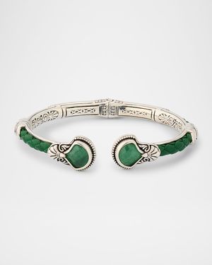 Ivy Rock Crystal, Aventurine and MOP Triplet Cuff Bracelet