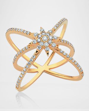 Venus Star 14k Diamond Crisscross Ring, Size 7