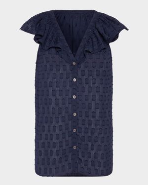 Silvia Dot Ruffle-Trim Top