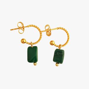 Ginandger - Boucles d'oreilles malachite - Taille Unique - Vert