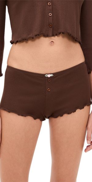 For Love & Lemons Elliana Sleep Shorts Chocolate XS