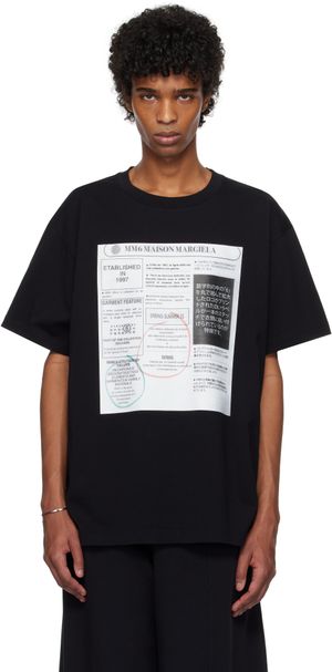 MM6 Maison Margiela Black Newspaper Print T-shirt