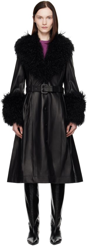 Saks Potts Black Foxy Shearling Coat