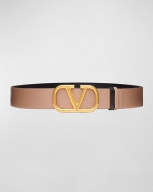 VLogo Leather Belt, 40mm