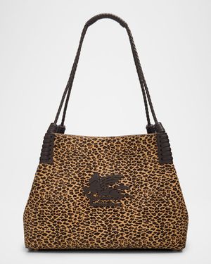 Libra Animal-Print Calf Hair Shoulder Bag