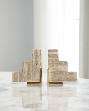 Steps Travertine Bookends Pair