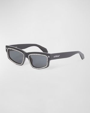 Men's Miramar Acetate and Crystal Rectangle Sunglasses