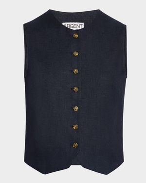 Basketweave Linen Waistcoat
