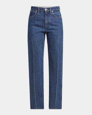 High-Rise Crease-Line Slim-Leg Jeans
