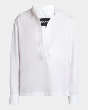 Cotton Twill Tunic Blouse