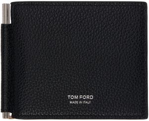 TOM FORD Black Grained Leather Money Clip Wallet