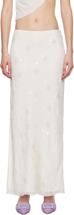 Mirror Palais SSENSE Exclusive White Beaded Maxi Skirt