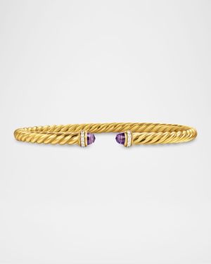 Modern Cablespira Bracelet in 18K Gold with Gemstones and Diamonds, 4mm