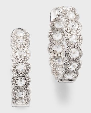 Scallop 18K White Gold Diamond Inside-Out Hoop Earrings, 0.75", 2.75tcw