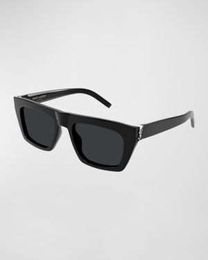 YSL Acetate Flat-Top Rectangle Sunglasses