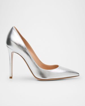 105mm Gianvito Metallic Leather Pumps