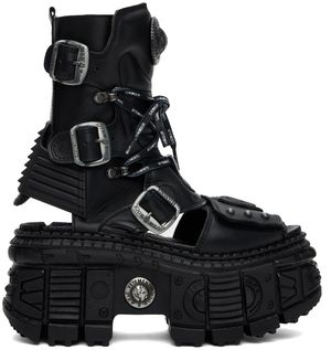 VETEMENTS Black New Rock Edition Leather Boots