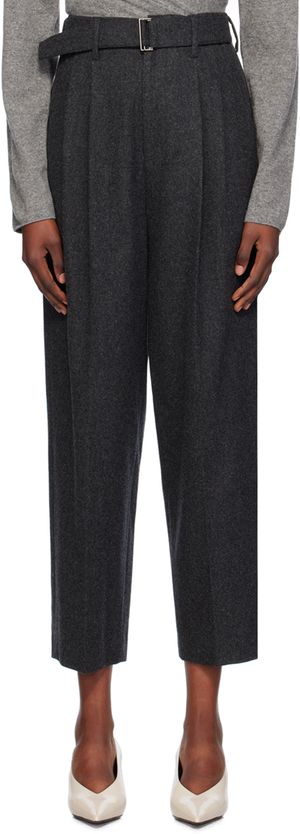 LE17SEPTEMBRE Pantalon gris à ceinture