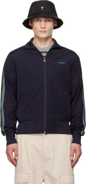 AMI Paris Navy Zipped Track Jacket
