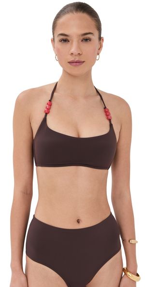 STAUD Laird Bikini Top DARK CHOCOLATE/FLAME M