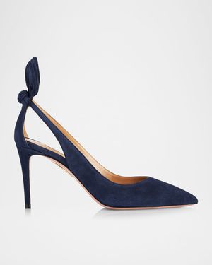 85mm Bow Suede Pumps