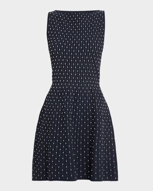 Sleeveless Polka Dot Jacquard Mini Dress