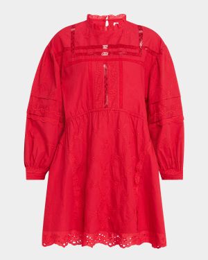 Clancy Embroidered Long-Sleeve Mini Dress