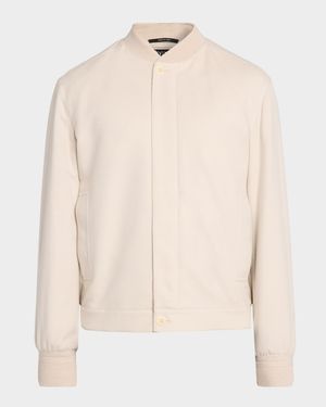 Men's Oasi Cashmere Hidden-Zip Bomber Jacket