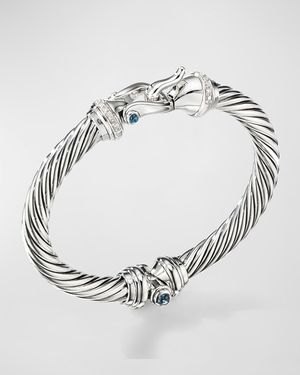 7mm Cable Buckle Bracelet w/ Diamonds & Topaz