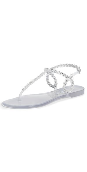 Aquazzura Almost Bare Crystal Jelly Sandal Flats Transparent 39.5