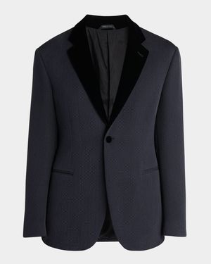 Men's Velvet-Lapel Textured Dinner Jacket