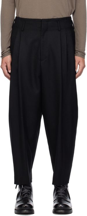FUMITO GANRYU Black Mixture Trousers